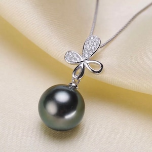 925 Sterling Silver Flower/Butterfly Pendant Setting w/CZs, Half Drilled Pearl Mounts, Pendant Drop Bail,Pendant Peg Pearl Findings (398-NF)