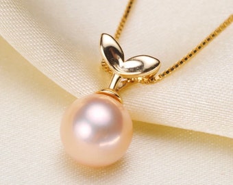 925 Sterling Silver/Gold Vermeil Leaf Pendant Bail Setting: DIY Pearl Jewelry Finding Mounts, Craft Supplies, Pearl Not Included (264-NF)