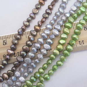 5-6 mm groen/helder paars/zilvergrijs/koperbruin Zoetwaternuggetparels, echte gekweekte zoetwaterparels, PotatoNuggetPearl (NP-698)