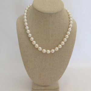 Hand Knotted Oval Pearl Necklace: 925 Bali Silver Toggle, Bridal Jewelry