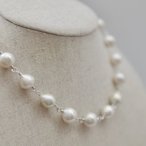Baroque Freshwater Pearl Necklace: Hand Wrapped Sterling Silver Clasp