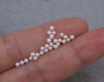 Rare 2-2.5mm AAAA Undrilled/Half Drilled Round Loose Seed Pearls, Genuine Natural White Cultured Tiny Seed Freshwater Pearl Beads (275-FP)