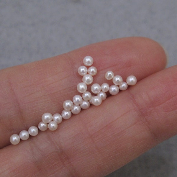 Rare 2-2.5mm AAAA Undrilled/Half Drilled Round Loose Seed Pearls, Genuine Natural White Cultured Tiny Seed Freshwater Pearl Beads (275-FP)