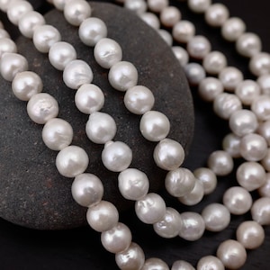 8.5-9.5mm  Beautiful Natural White Baroque Pearl Beads,High Luster Natural Color Baroque Pearls,Genuine Cultured Freshwater Pearls (070-BQ)
