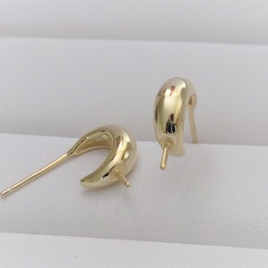 925 SterlingSilver OR Gold Half Loop Earring Setting for Half Drilled Pearl Beads, 925 Sterling Earring Mountings,DIY Pearl Findings(EF-646)