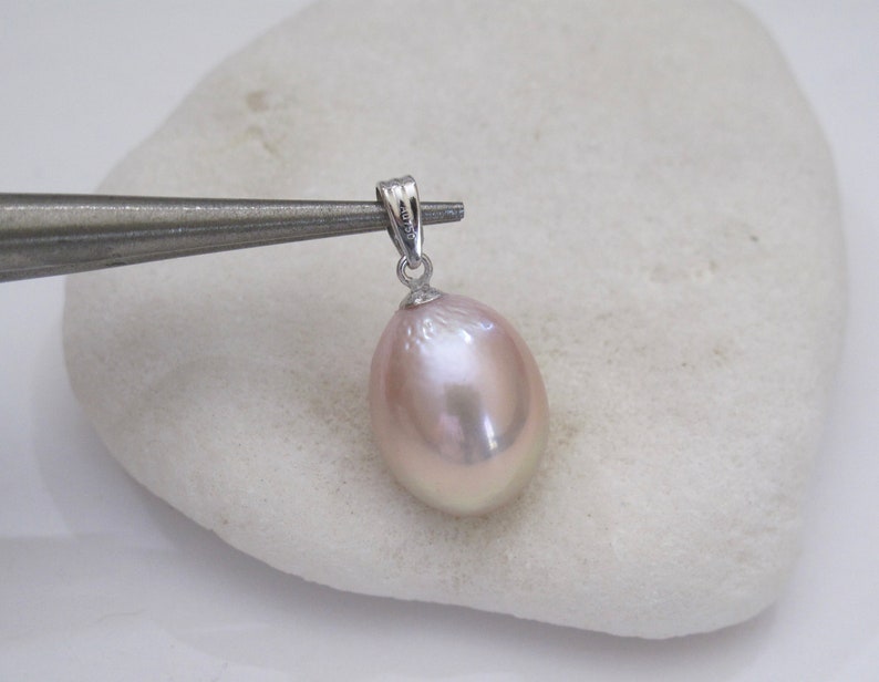 11 x 14mm Genuine Natural Pink Baroque Pearl Drop w18K White Gold Pendant,HighLuster Pink Edison Pearl Pendant,Pink Pearl Pendant 3135-NK
