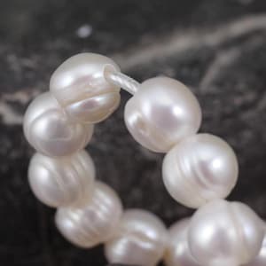 White Ringed Potato Freshwater Pearl Beads: Large Hole (2.2mm)
