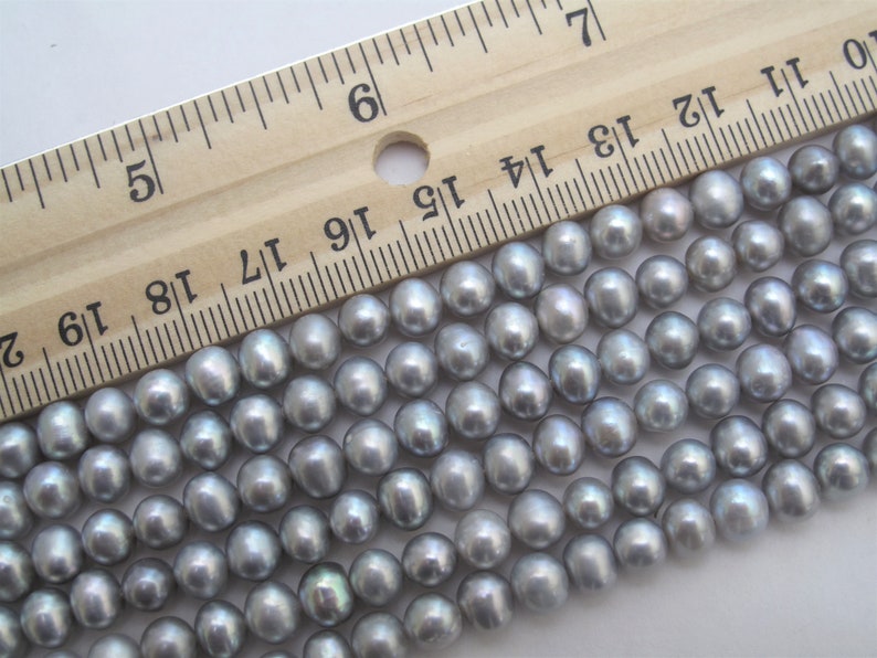 6-6.5mm Silver Gray Potato Pearl Beads Gray Seed Pearls Silver Gray Pearl Beads 727-FP High Luster Genuine Cultured Freshwater Pearls