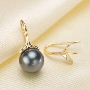 Sterling Silver Leaf Hook Earring Findings: DIY Pearl Mounts Settings for Half Drilled Beads, Earwire Jewelry Craft Supplies (773-EF)