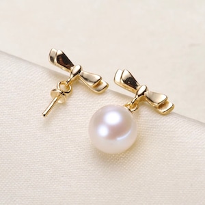 Sterling Silver Bow Earring Setting for Half Drilled Pearls: DIY Jewelry