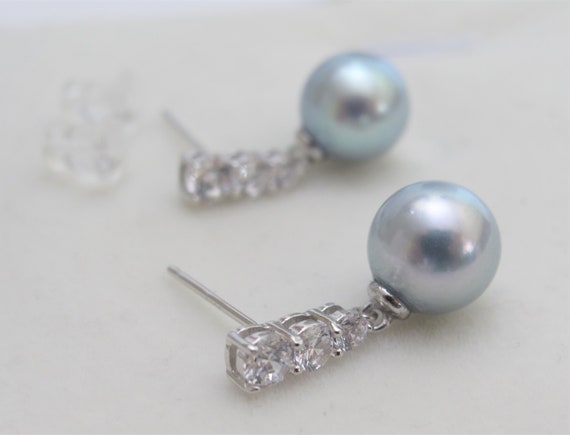 Sterling silver earrings,cross earrings,religious earrings,vintage Akoya pearl earrings,925 heart shape earrings