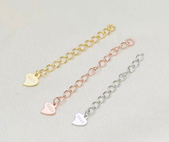 inch 925 Solid Sterling Silver/Gold/Rose Gold Chain Extender, 925 Silver Necklace/Bracelet Extension Chain,Jewelry Findings(779-SF)