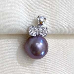 Sterling Silver Bow Pendant Bail with CZs for Half Drilled Pearls