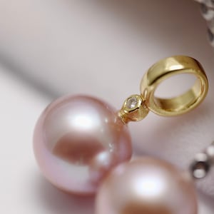 Natural Pink Pearl Necklace with Simple 925 Sterling Silver/Gold Pendant & Chain, Beautiful Genuine Freshwater Pink Pearl Necklace(3149-NK)