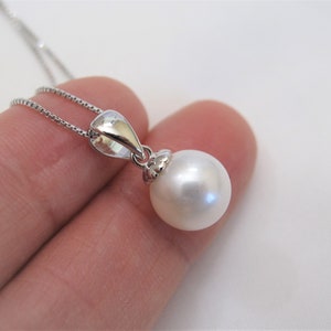 Natural Pearl Simple Necklace w/925 Sterling Silver/Gold Chain,Genuine Pearl Necklace,High Quality White Bridal Pearl Necklace (3127-NK)