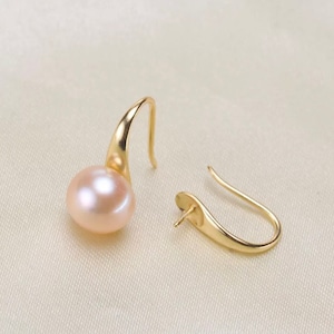 Apprêts de boucles d&#39;oreilles crochets en argent sterling : montures de perles semi-percées