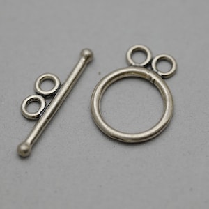 1 SET 14mm .925 Solid Sterling Silver Double Ring Toggle Clasps, Sterling Silver Toggle Findings, DIY Jewelry Silver Toggle Clasp (5055-SF)