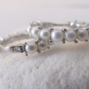 Freshwater Pearl Hoop Earrings: Sterling Silver Dainty Loops
