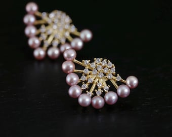 Boucles D'Oreilles Argent Sterling & Perles D'Eau Douce Violette - Modèle #1666 ROSEMIMOSA - Neuf