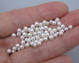 3-3.5mm AAAAA Undrilled/Half Drilled/Drilled Thru Round Loose Seed Pearl,Genuine Natural White Cultured Tiny Small Freshwater Pearls(275-FP)