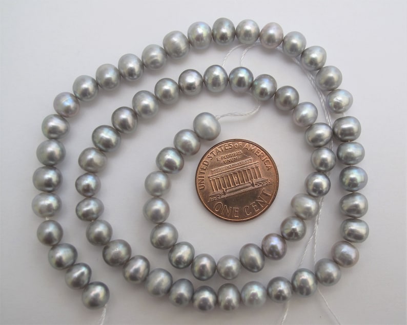 6-6.5mm Silver Gray Potato Pearl Beads Gray Seed Pearls Silver Gray Pearl Beads 727-FP High Luster Genuine Cultured Freshwater Pearls