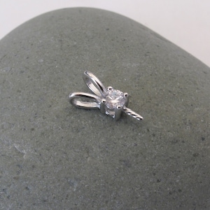Sterling Silver Rabbit Ear Pendant with CZ for Half Drilled Pearl