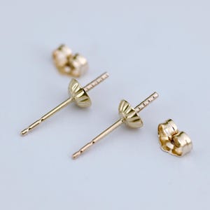14k Gold Pearl Earring Posts: 5mm Cup, Extra Long Peg (Pair)