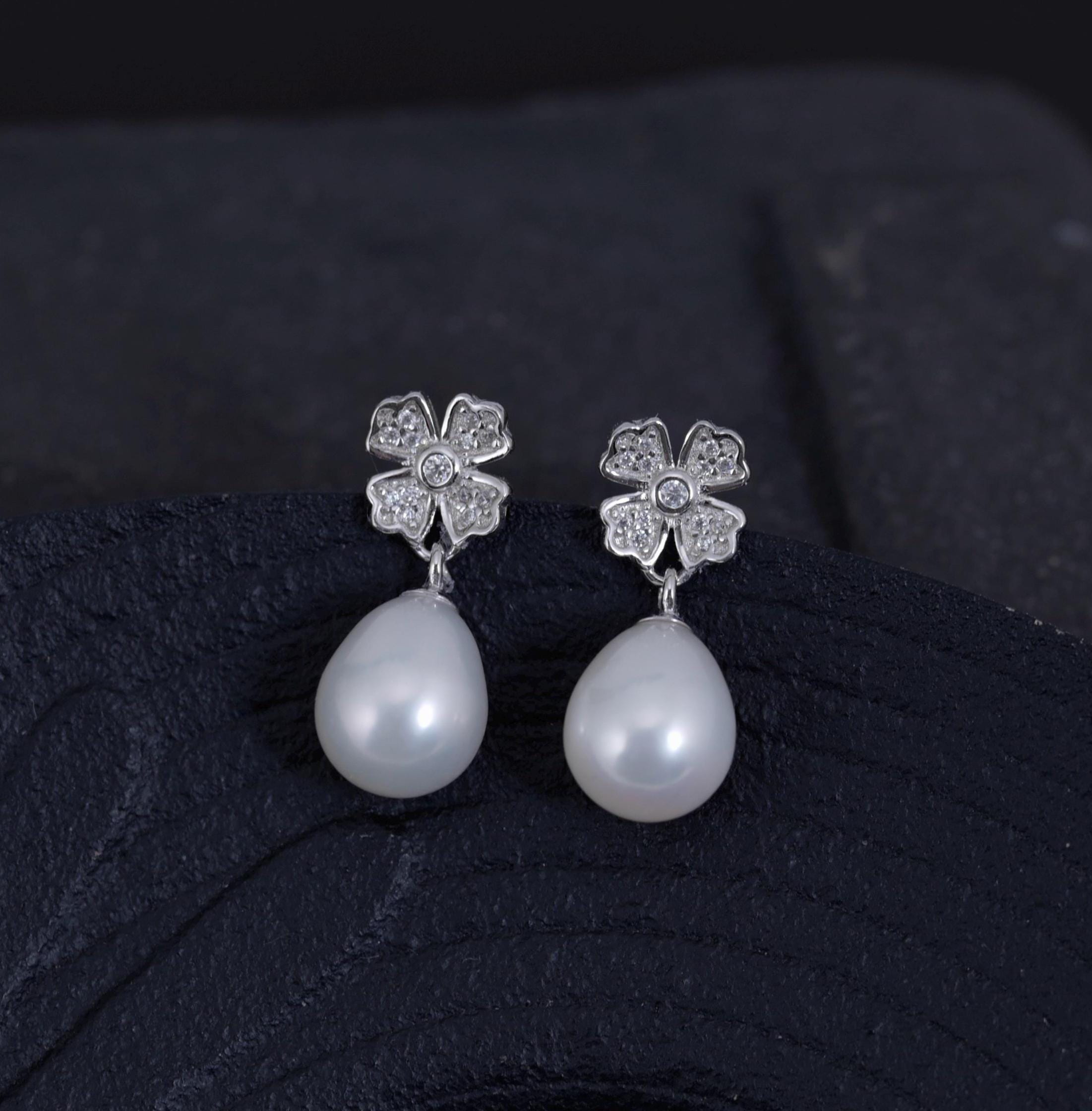 ピアス Natural Freshwater Pearl Drop 925 Silver Earrings(2 COLOR) Amazon.com: 2 Pairs AAA+ Quality Freshwater Pearl Silver