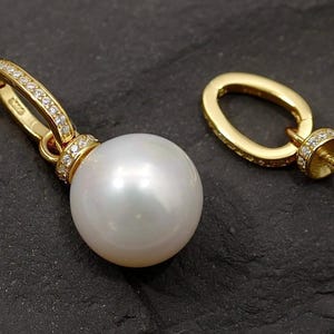 Sterling Silver Pearl Pendant Bail with Cubic Zirconia (5.5mm Cup)