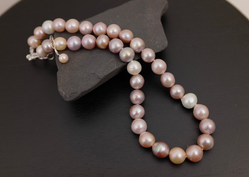Natural Multi Pink Baroque Pearl Necklace, Genuine Cultured Pearl Necklace, Bridal Pearl Necklace, Hand Knotted Pink Pearl Necklace3096-NK image 2