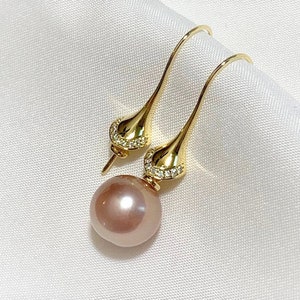 One Pair 925 Sterling Silver OR Gold Hook Earring Findings, DIY Earring Mounts, Half Drilled Pearl Fashionable Hook Earring Settings(662-EF)