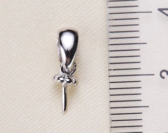 925 Sterling Silver Pearl OR Gold Vermeil Simple Peg Pendant Bail Settings : DIY Jewelry Mounts Findings for Half Drilled Pearls (363-NF)
