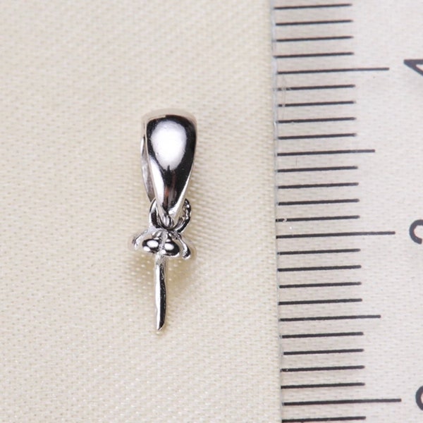 925 Sterling Silver Pendant Setting for Half Drilled Pearl Plain Pendant Mounts,DIY Pendant Drop Bail, Peg Pearl Findings Wholesale (NF-363)