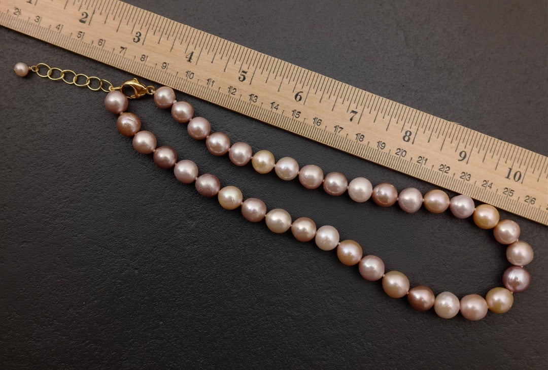 Collana Perla Barocca Naturale 8-10 Mm Rosa Viola Multicolore - Foto 3