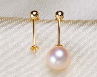 Sterling Silver/Gold Pearl Post Earring Findings, DIY Dangle Earrings (228-EF)