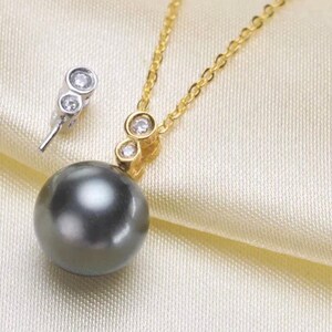 Sterling Silver CZ Pearl Pendant Bail: 8-10mm Half Drilled Pearls