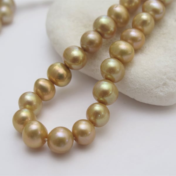 7-7,5 mm Belles perles de perles de pomme de terre au champagne, véritables perles d'eau douce, perles de culture, pierre de naissance de juin, bijoux en perles de bricolage (729-FP)