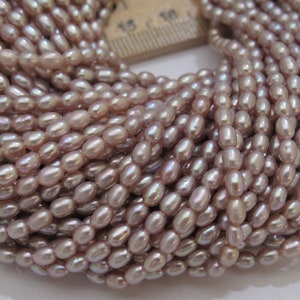 2.8-3mm Genuine Natural White OR Pink Oval Rice Freshwater Pearl Beads, High Quality Cultured Rare Small Freshwater Seed Pearls (716-FP)