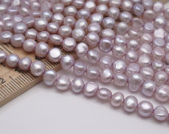 Lilac Purple Freshwater Pearl Strand: 5-6mm Potato Nugget Beads (1089-FP)
