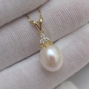 Natural Pearl Necklace w/925 Sterling Silver/Gold Chain,Genuine Cultured Pearl Necklace,High Quality Pearl Necklace,Bridal Necklace(3133-NK)