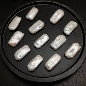 Natural White Rectangle Pearl Beads: Genuine Freshwater (10-11 x 19-21mm)