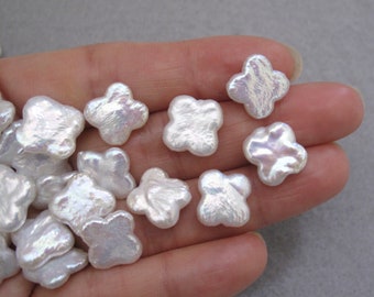 9-10mm White Clover Pearl Beads: Genuine Freshwater Pearls (998-FP)