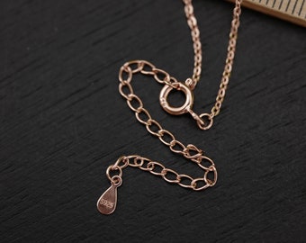 16-18 Inch Adjustable .925 Rose Gold Sterling Silver Cable Chain Necklace: High Quality Shiny Cable Chain Necklace (5106-NK)