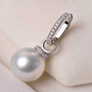 925 Sterling Silver/Gold Large Pendant Enhancer Setting w/CZs for Half Drilled Pearl, Peg Pearl Bail Charm Enhancer Mounts/Findings (5061NF)