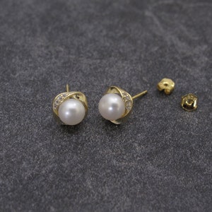 Genuine Natural Freshwater Pearl Earrings,925 Sterling Silver/gold ...