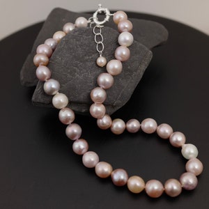 Natural Multi Pink Baroque Pearl Necklace, Genuine Cultured Pearl Necklace, Bridal Pearl Necklace, Hand Knotted Pink Pearl Necklace3096-NK image 6