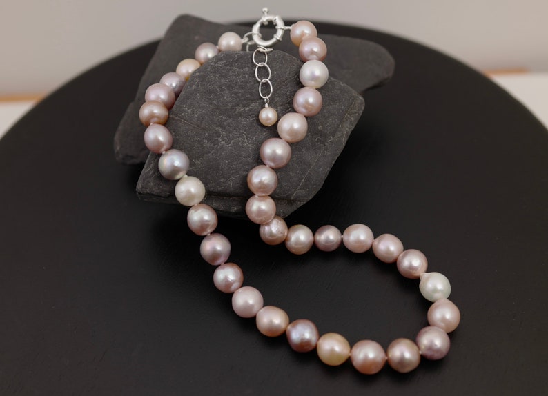 Natural Multi Pink Baroque Pearl Necklace, Genuine Cultured Pearl Necklace, Bridal Pearl Necklace, Hand Knotted Pink Pearl Necklace3096-NK image 6