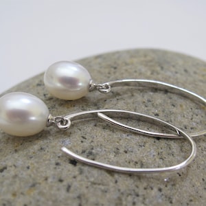 Freshwater Pearl Drop Earrings: Sterling Silver or Gold Hook