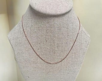 Adjustable Sterling Silver Cable Chain Necklace: Gold or Rose Gold, 16/18 Inch (546-NK)