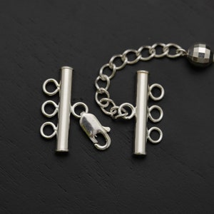 Sterling Silver Triple Strand Clasp with Extension: Jewelry Findings